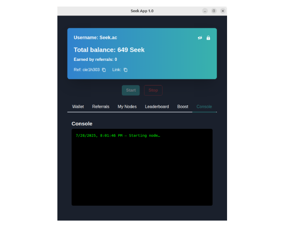 Linux start node screen