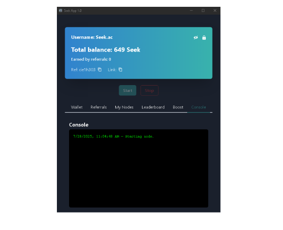 Start button screen
